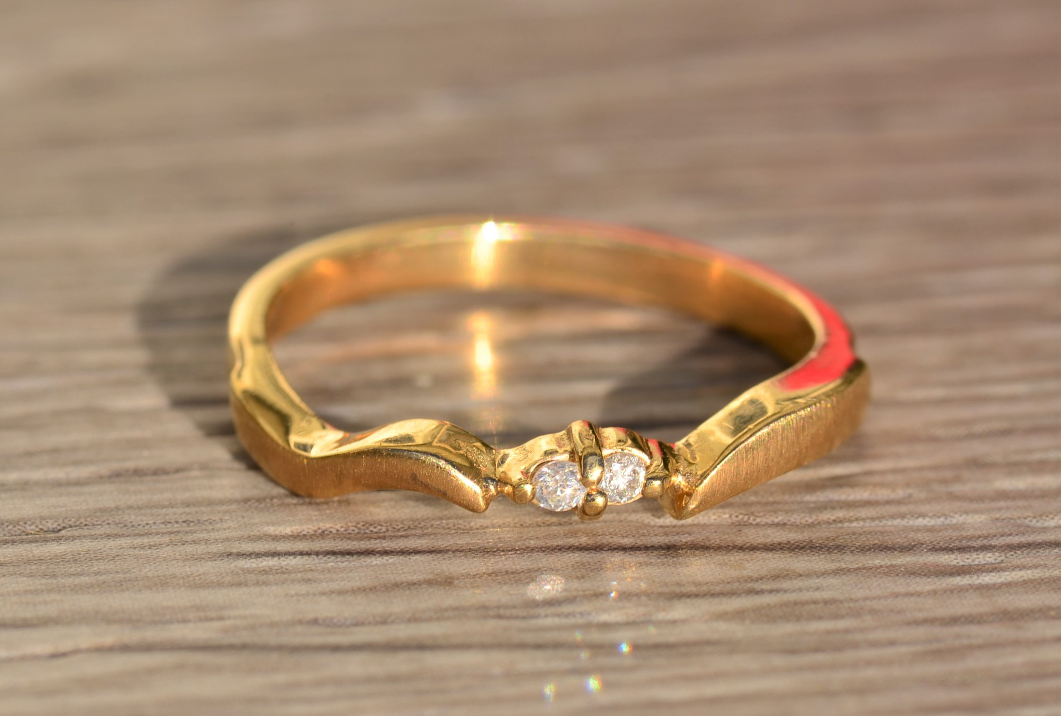 SOLD - The Melora: Ladies Vintage Diamond twist Band in 14K Gold