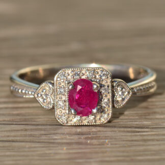 SOLD: The Perenna:  Ladies Ruby and Diamond Ring in 14K