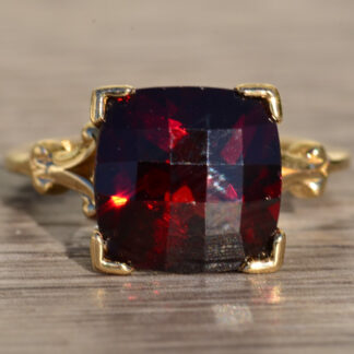 SOLD - The Borna:  Ladies Contemporary Checkerboard Cut Garnet Ring in 14K