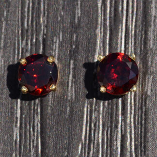 SOLD - The Tullias:  Ladies Round Garnet Stud Earrings in 14K Gold