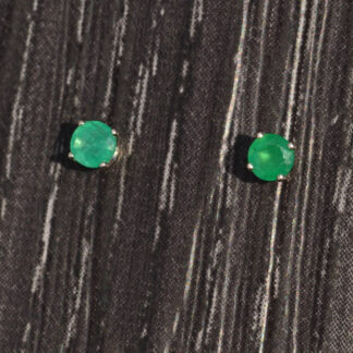 SOLD - The Marnies:  Ladies 14K White Gold Stud Earrings set with Natural Emeralds