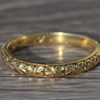 SOLD - The Desiree:  Ladies Antique 14K Yellow Gold Engraved Wedding Band