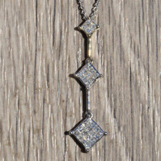 SOLD - Ladies Linear Graduated Diamond Necklace in 14K White Gold