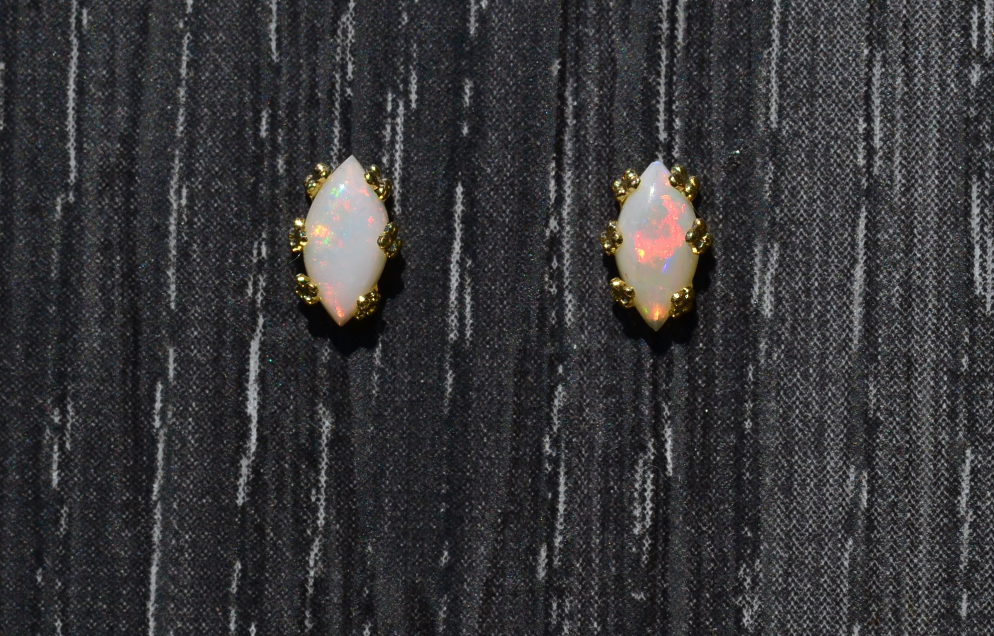 SOLD: Ladies Petite Opal Stud Earrings in 14K Yellow Gold