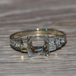 Ladies Antique 18 Karat White Gold Semi mount