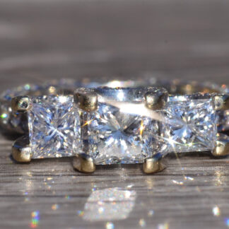 The Ventura:  White Gold Princess Cut Diamond Three Stone Engagement Ring