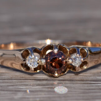 SOLD - The Oceano:  Antique Rose Gold Three Stone Diamond Ring
