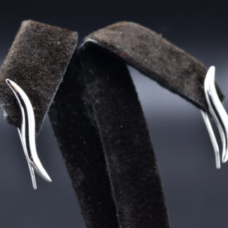 SOLD - The Massenas:  Ladies 14K White Gold Sleek Curved Earrings