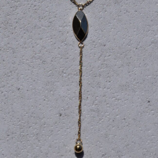 The Lydia:  Yellow Gold Y Drop Necklace With Faceted Navette