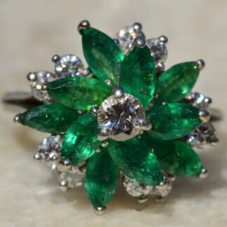 SOLD - The Utah:  Vintage Tiffany & Co. 2.50 Carat Emerald and 0.85 Carat Diamond Cluster Ring