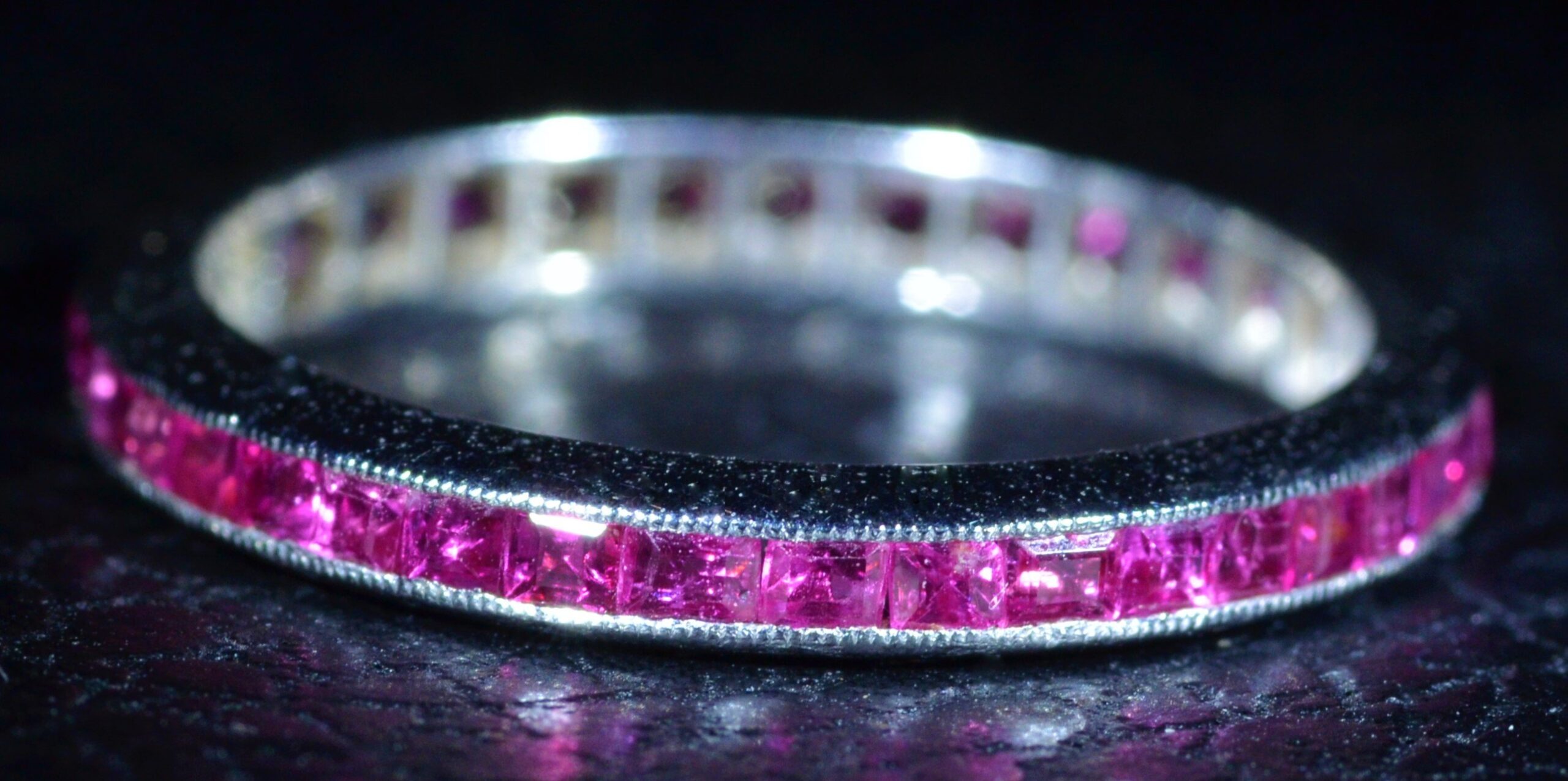 SOLD: The New York: Stackable Art Deco Ruby Eternity Band