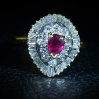 The Chicago:  Two Tone Pear Shaped Ruby & Diamond Ring