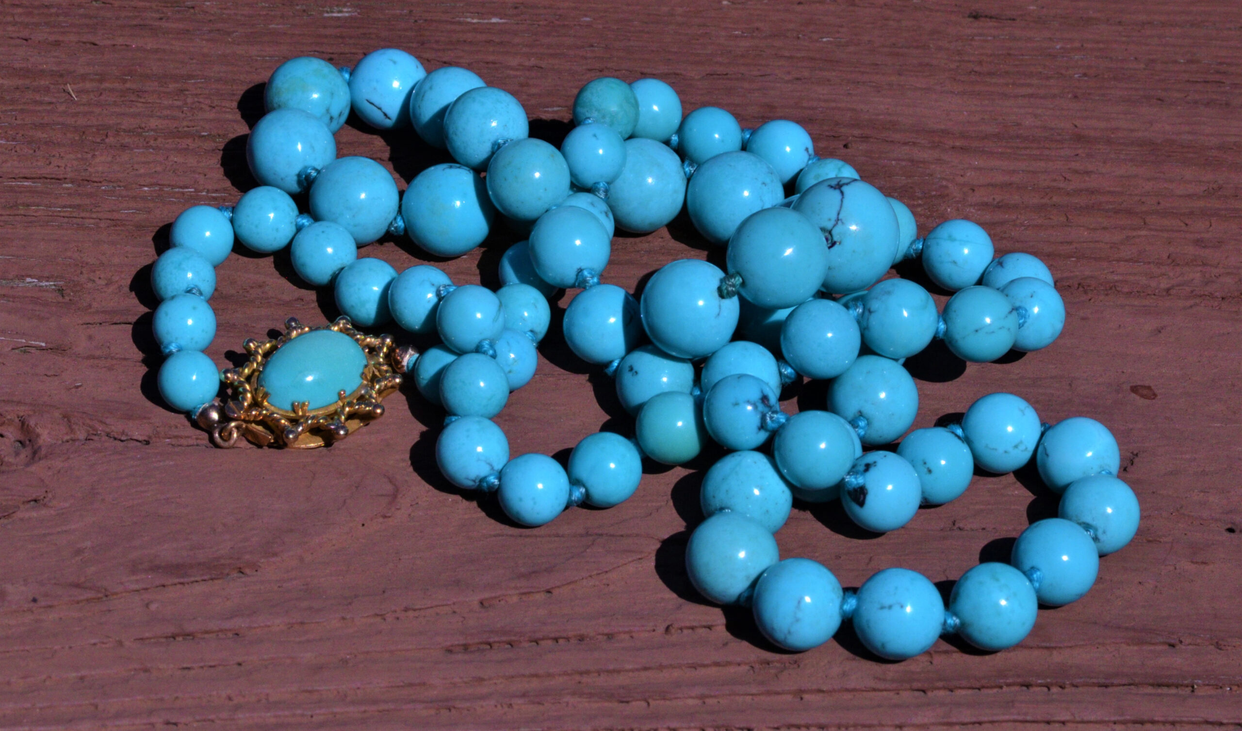 The Sturbridge: Graduated Modernist Turquoise Bead Necklace