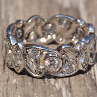 SOLD - The Chattanooga:  Antique Filigree Eternity Band In Platinum