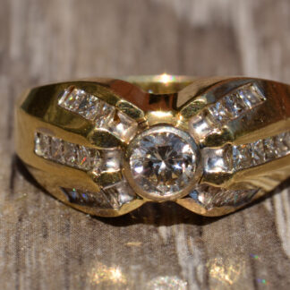 SOLD - The Fort Worth:  Gentleman's Ring in Yellow Gold Set with Diamonds