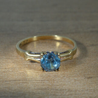 The Blue Ridge:  Antique Engagement Ring in Yellow Gold set with Blue Zircon