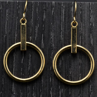 SOLD - The Seabrook:  Yellow Gold Modernist Minimalist Dangler Earrings