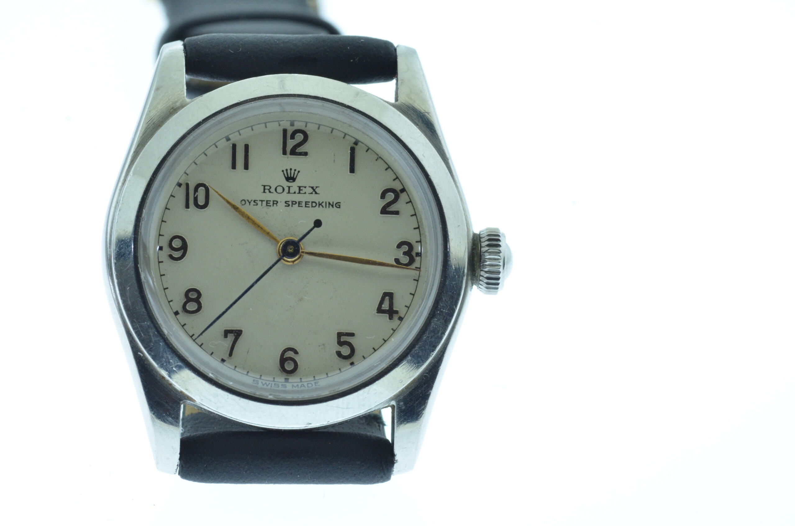 SOLD: Vintage Rolex Oyster Speedking circa 1947 with original and rare rose gold dial