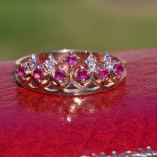 SOLD - The Livingston:  Signed Crown Ring Set with Rubies & Diamonds