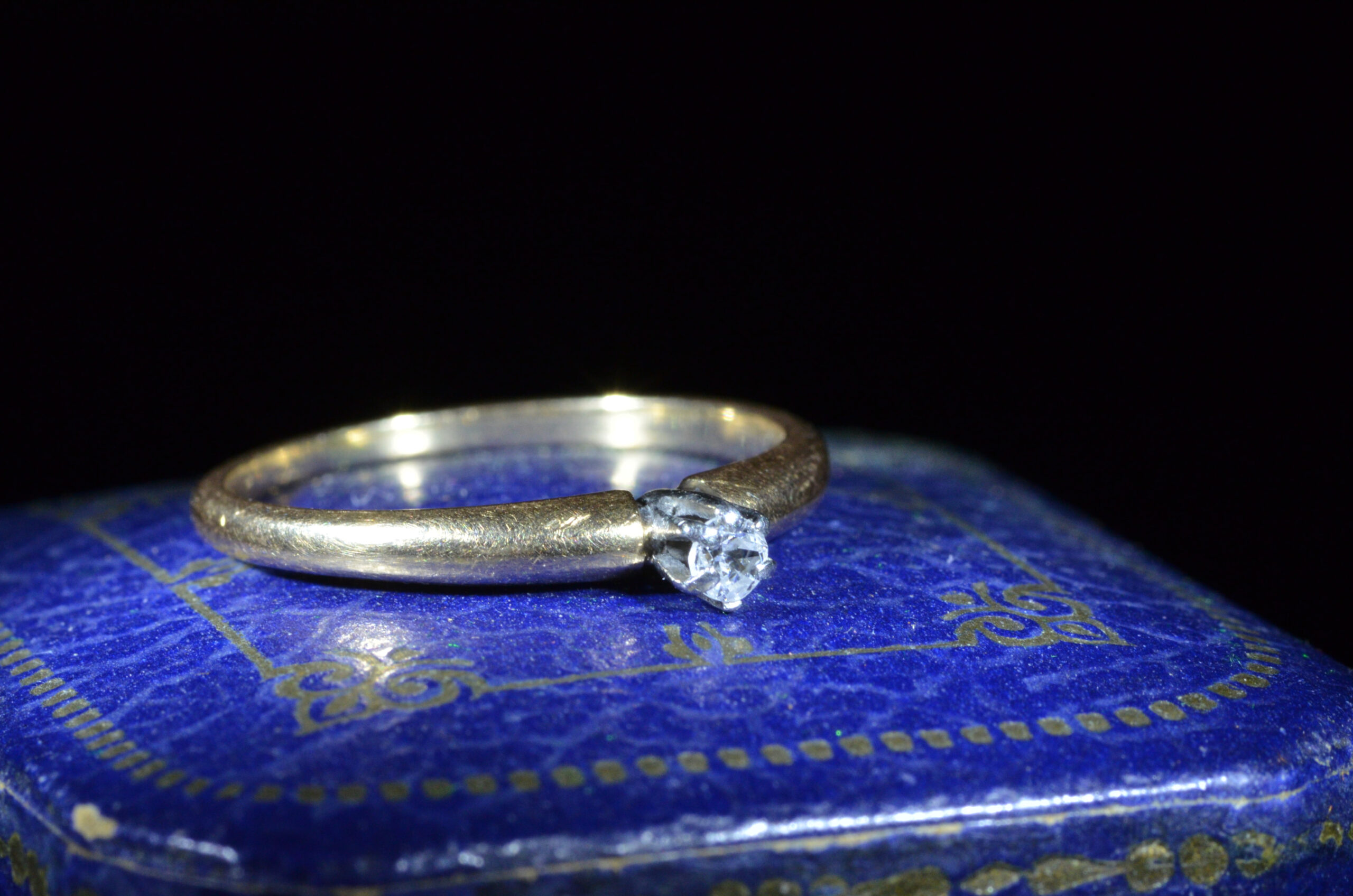 SOLD: The Laguna: Antique Old Mine Cut Diamond Promise Ring Signed