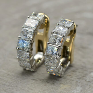 SOLD: The Trevose:  Signed Jean Vitau Diamond Huggies with Diamonds