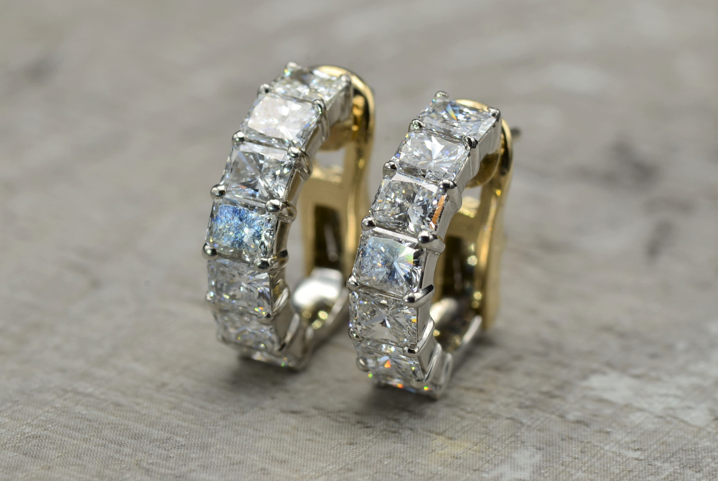 SOLD: The Trevose: Signed Jean Vitau Diamond Huggies with Diamonds