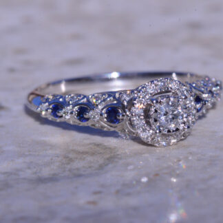 SOLD: The Duquesne:  White Gold Diamond & Sapphire Engagement Ring