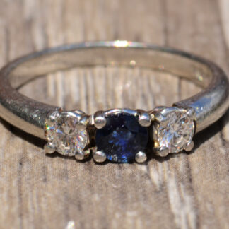 SOLD: The Blakely:  Vintage Sapphire & Diamond Ring Three Stone Ring