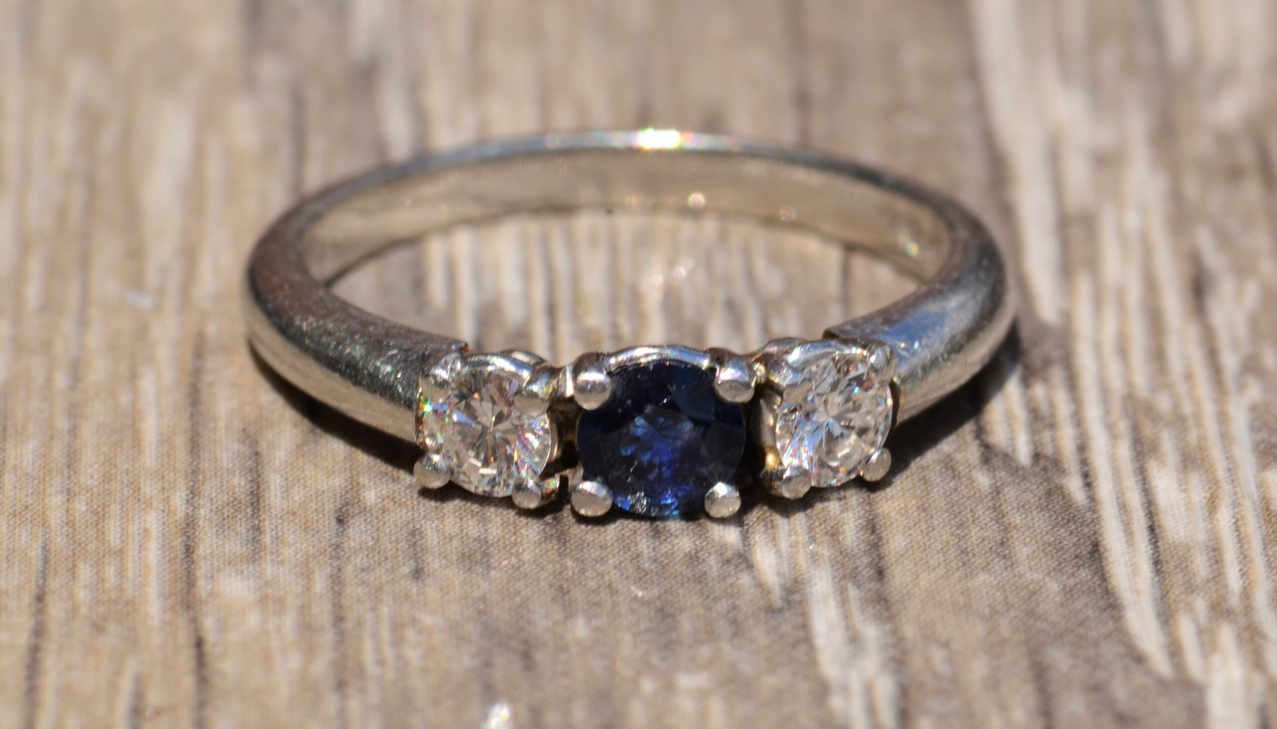 SOLD: The Blakely: Vintage Sapphire & Diamond Ring Three Stone Ring